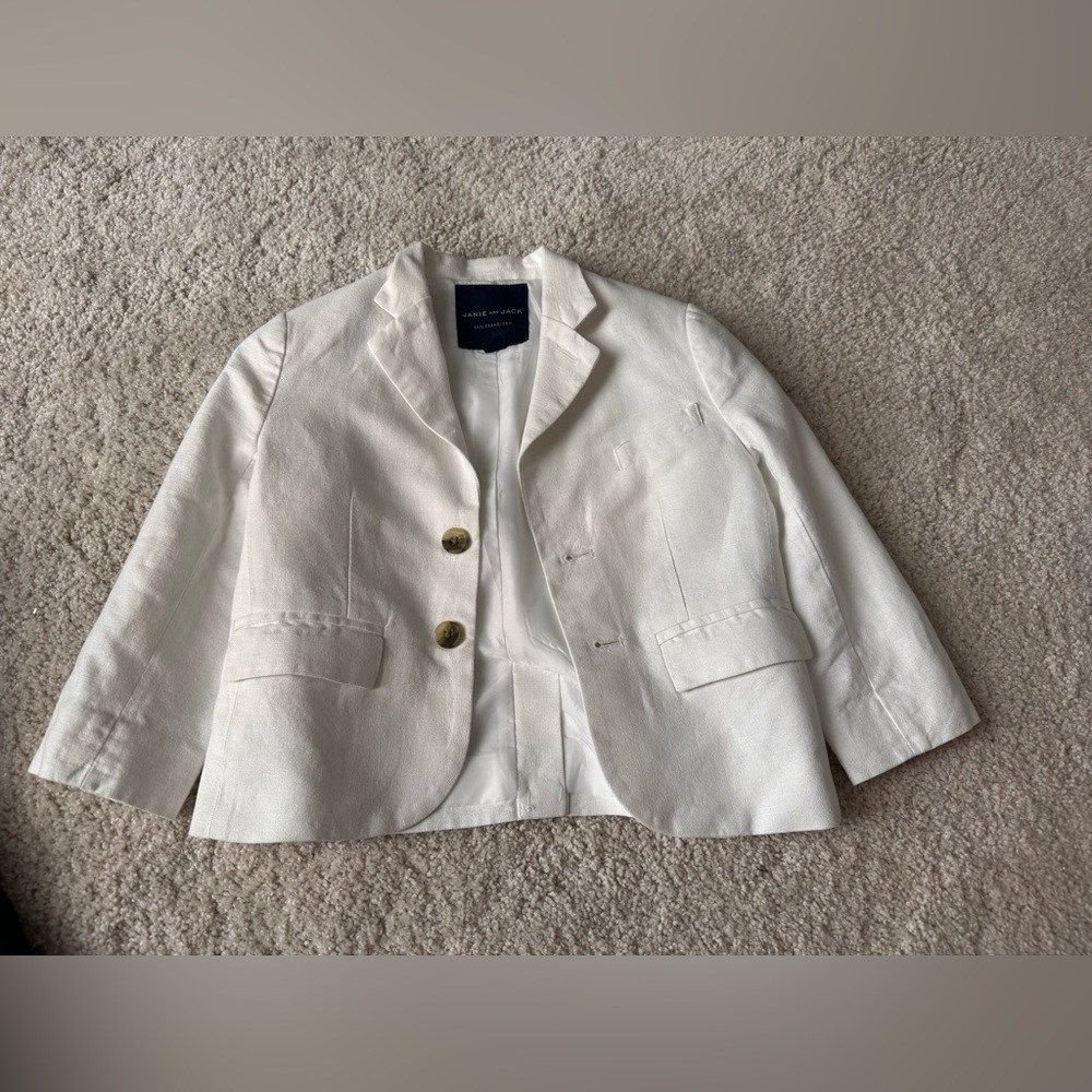 Janie and jack white linen blazer sport coat jacket